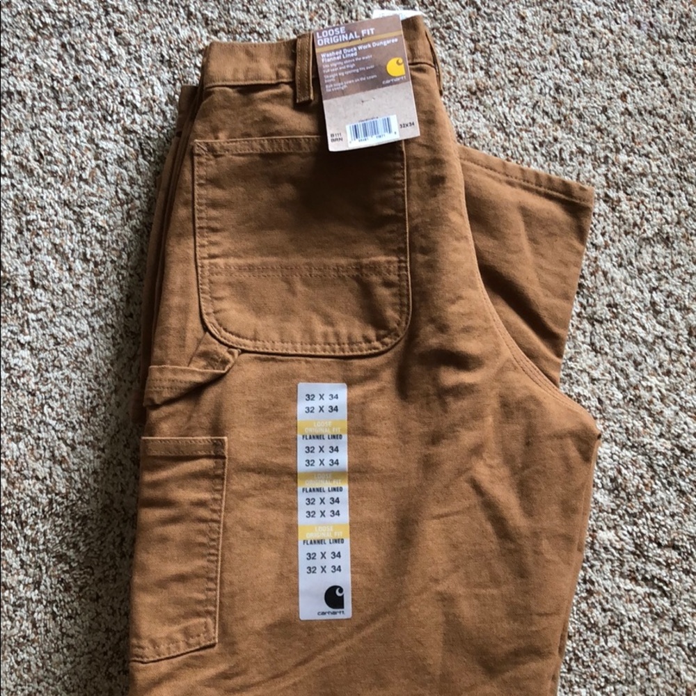Carhartt Loose Fit WorkDungaree FLANNEL lined pant